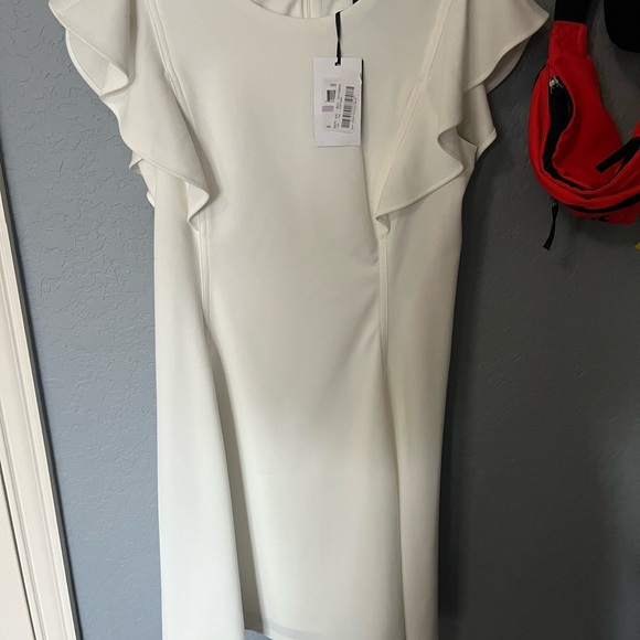 DKNY White Ruffle Sleeve Dress - Picture 2 of 6